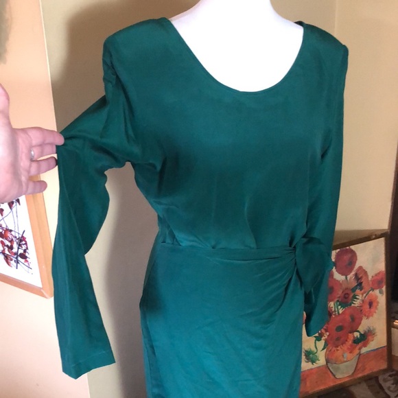 Vintage 90s NIVEAU CLASSIX Size 8 Deep Classic Green 100% silk Classic Sexy NEW - Picture 11 of 17